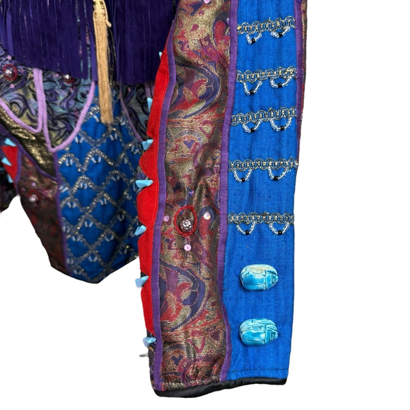 Vintage Judith Roberts Mexico Patchwork Fringe Jacket Beaded Western L/XL - Picture 3 of 16